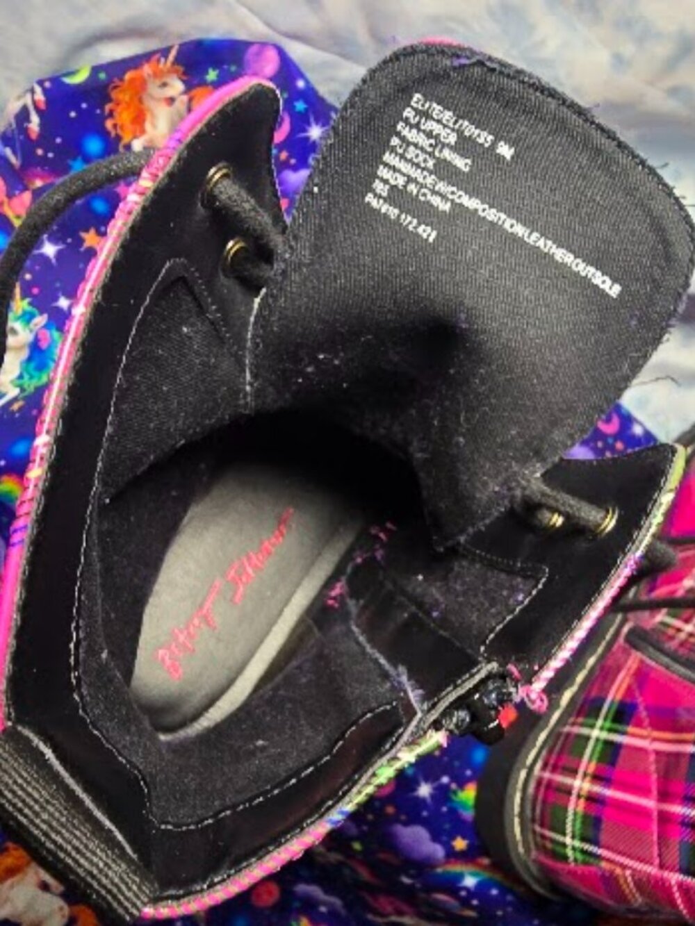 Betsey Johnson Elite Plaid Combat Boots - Picture 6 of 9